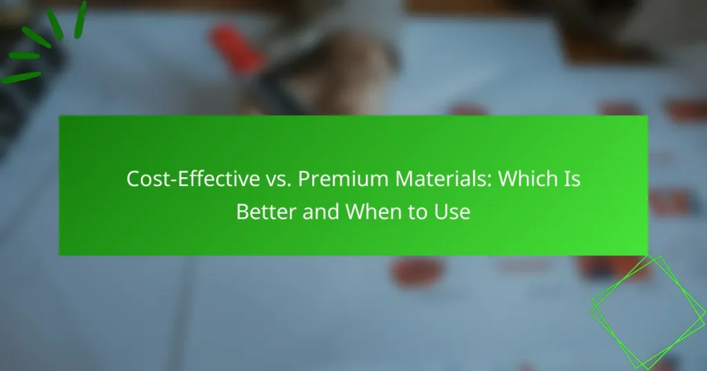 Cost-Effective vs. Premium Materials: Which Is Better and When to Use