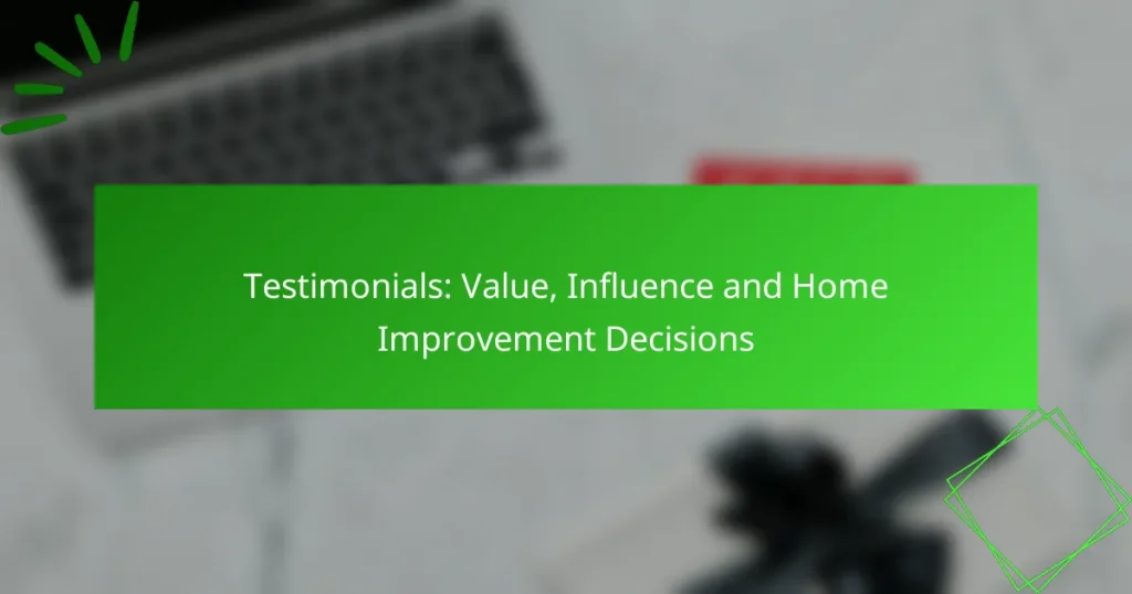 Testimonials: Value, Influence and Home Improvement Decisions